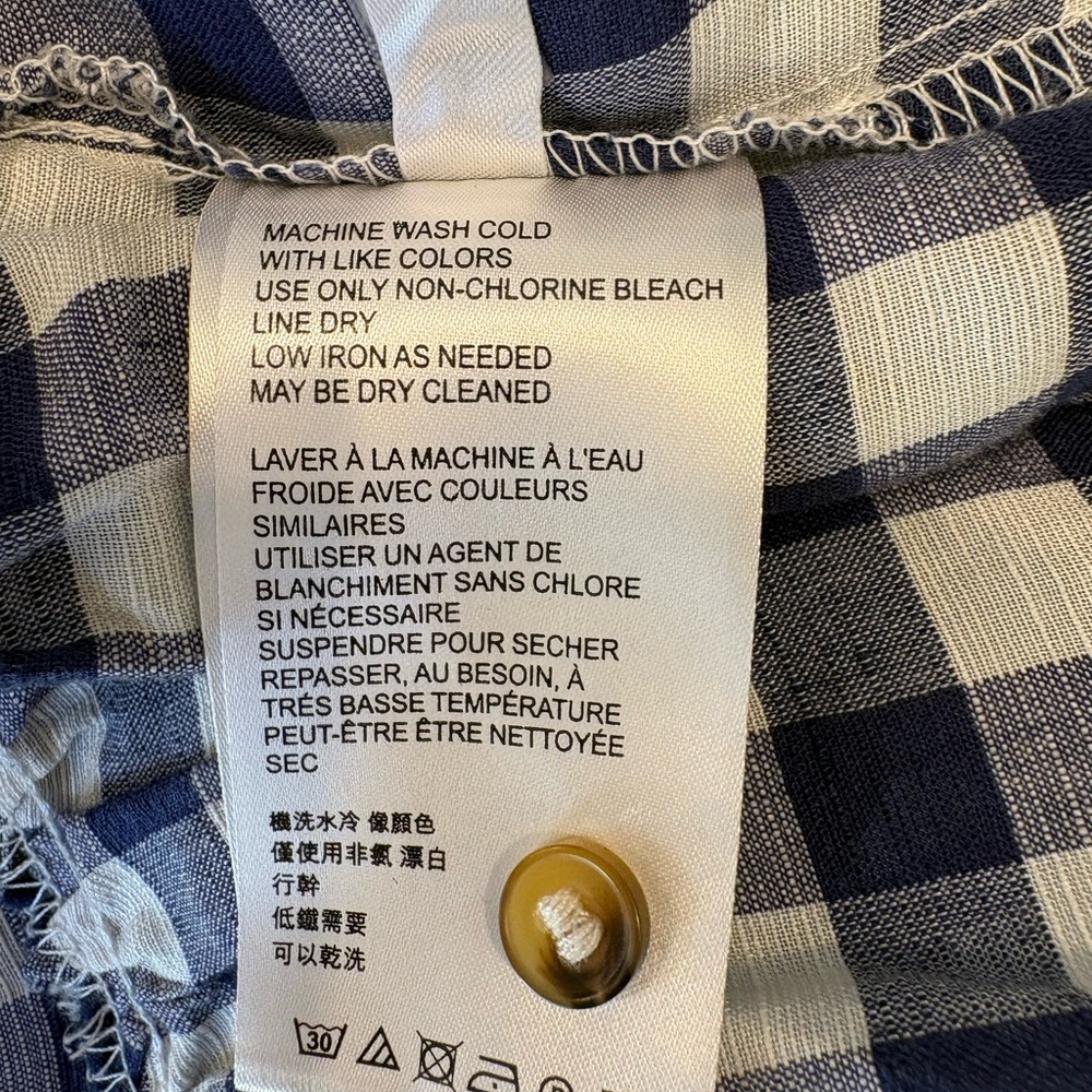 MAEVE by Anthropologie NWOT Blue & White Checkered Peplum Dolman Sleeves Shirt S - Picture 9 of 9